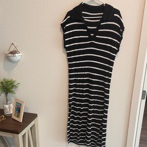 Black and White Striped Women's Dress